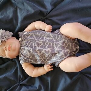 Adorable Gray Heart-Patterned Baby Romper